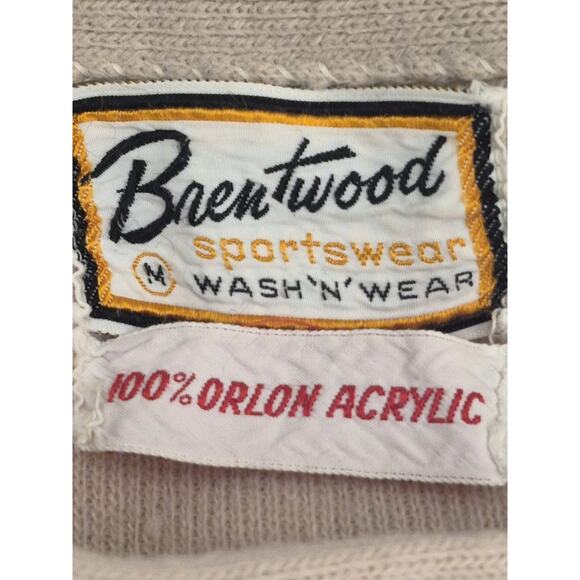 Vintage Brentwood Sportswear Tan Cardigan Mr Rogers Mens M Pockets Button Up - Picture 4 of 5